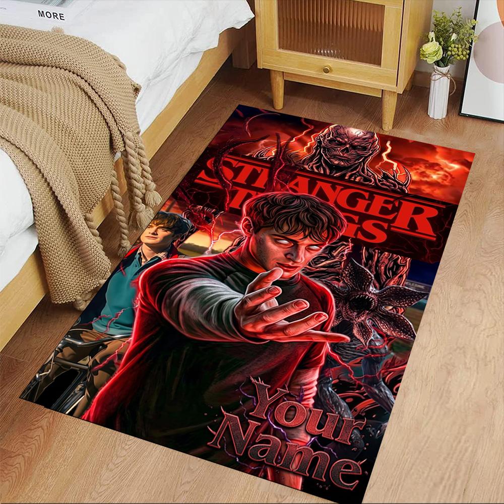 Stranger Things Customize Your Name Area Rug Perfect for Playrooms Decorate room Hallway Balcony Anti-slip Rug Anime Office Decor