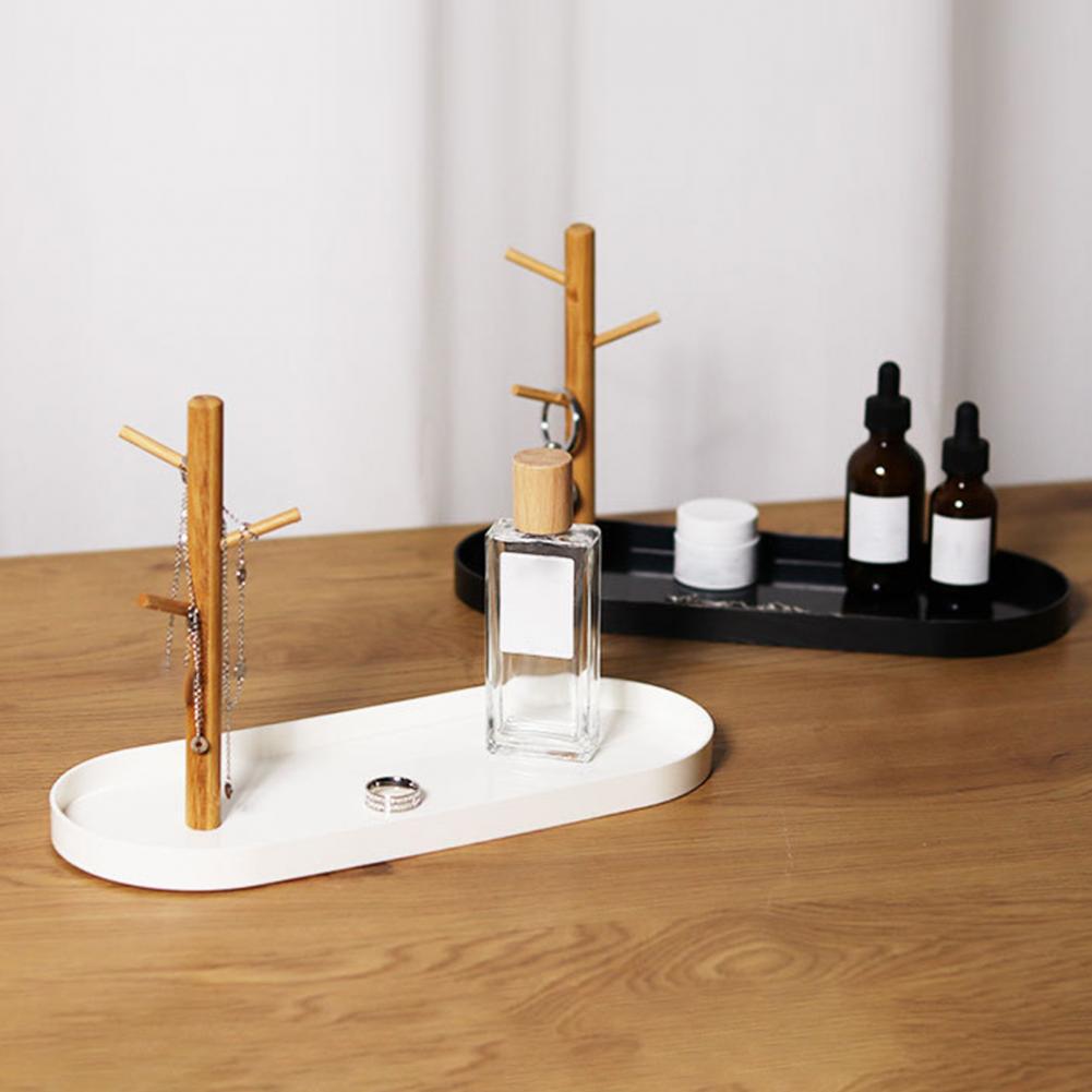 Nordic Style Leather Storage Tray with 3-Tier Hanging Key Jewelry Cosmetic Storage Box Home Decoration Bathroom Makeup Organizer