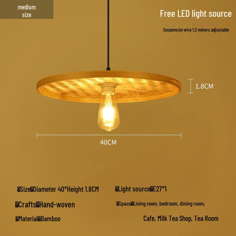 Zen Bamboo Pendant Lamp: Rattan Woven Japanese Tea Room Light