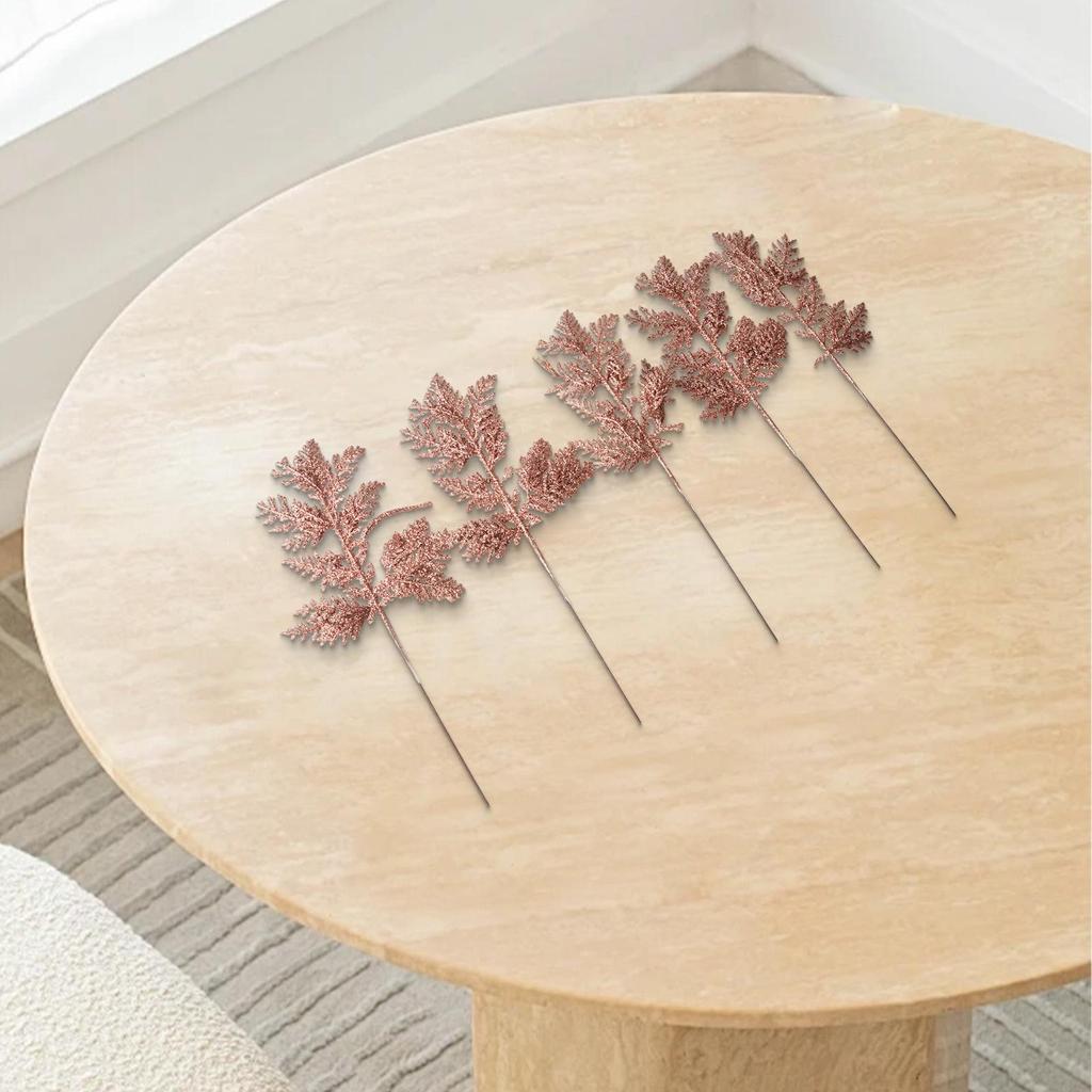Artificial Leaves 5Pcs Leaves Party Sparkle Artificial Christmas Decor