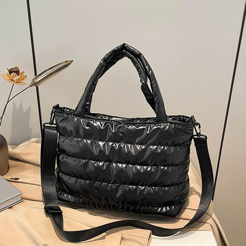 

Women Fashion Nylon Embroidery Thread Crossbody Bag Winter Solid Color Handbag for Women Creative Birthday Gifts 34x17x23cm