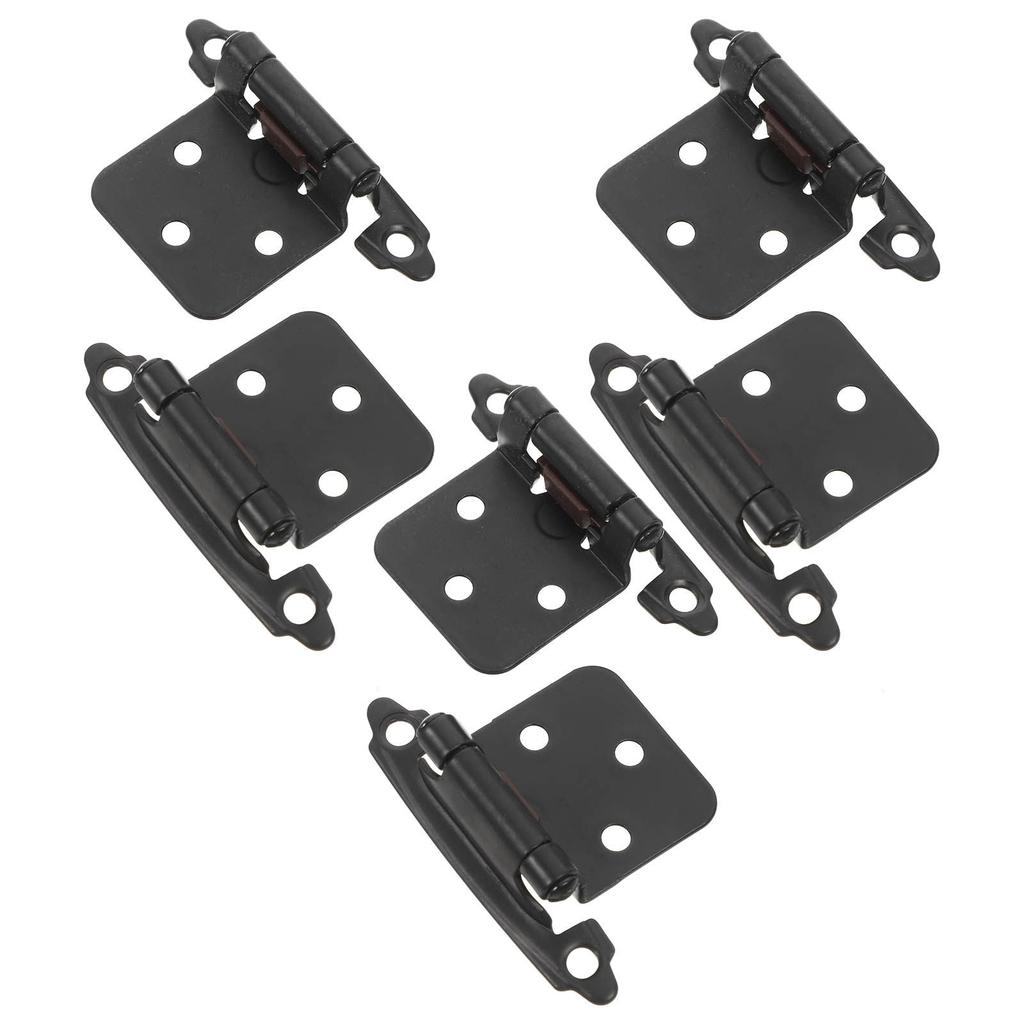 6 Pcs Cabinet Door Bumper Hinges Black Inset Matte for Cabinets Soft Close Kitchen Brushed Nickel