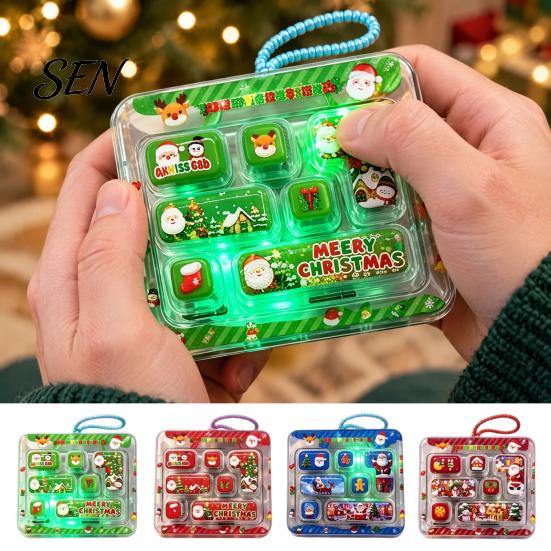 Adult Stress Relief Gift Christmas 7-Key Fidget Keyboard Keychain, Light Up Mini Game Toy, Portable Compact Accessory Stocking Stuffer Party