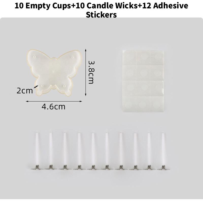 Heart 10pcs Shaped Tea Light Candle Cups Wicks Clear Love Wax Tins Making Jars