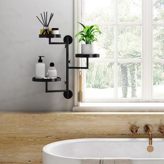 Rotating Wall Plant Stand Window Plant Display Stand Potted Plant Holder 3 Tiered Floating Plant Shelf for Home Houseplants