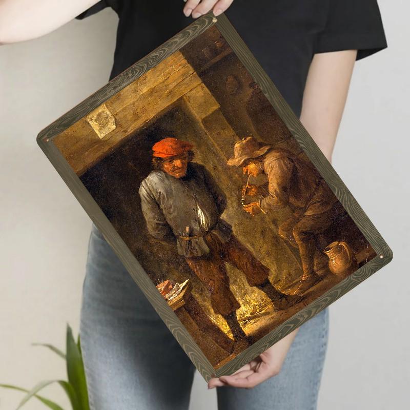 

Vintage European Character Metal Wall Art Retro Style Home Decor for Living Room Bar 20x30cm（7.8x11.8inch）