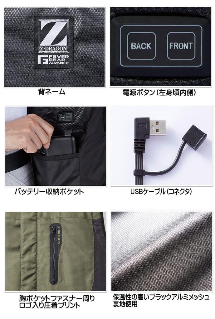 Jichodo FEVER GEAR FGA79010 Electric Heated Vest with Size Army Green Z-DRAGON Built-in Heater, M, 40,