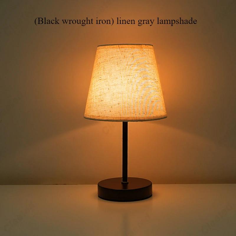 Creative LED Solid Wood Fabric USB Small Table Lamp Living Room Study Bedroom Bedside Atmosphere Decoration Lighting Fixtures