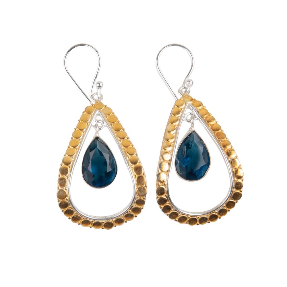 London Blue Topaz Gemstone 925 Sterling Silver Jewelry Handmade Earrings 2.27" EE-82-10
