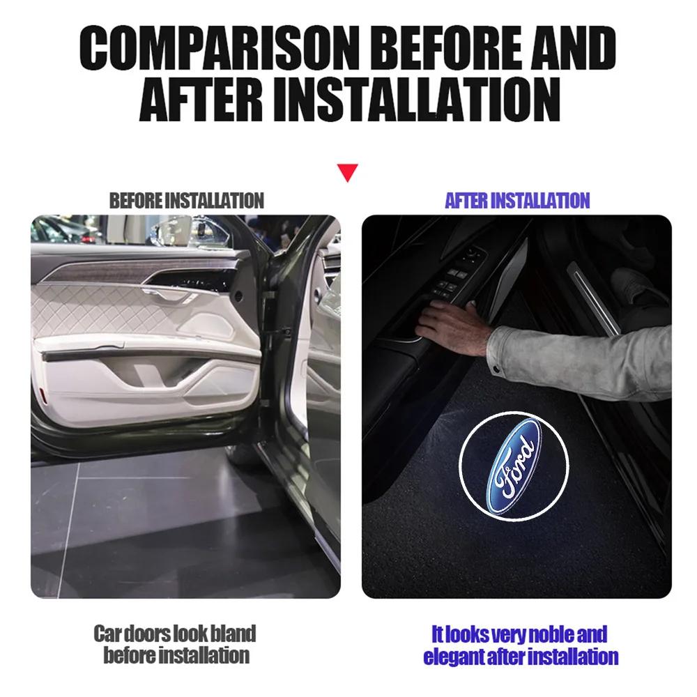 Car Sticker LED Car Door Welcome Light Laser Projector Logo Light For Ford Mondeo Focus Mk2 Mk3 Mk7 Fiesta Escape Kuga Ecosport