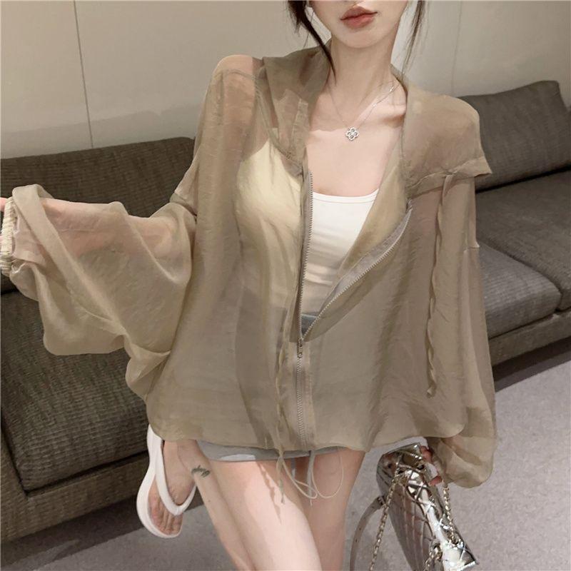 Thin Coat Women Fashion Casual Sun Protection Jacket Tops See Through Hooded Coats Summer Loose Female Tops
