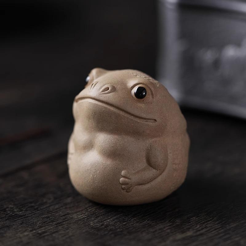 Purple Clay White Mud Toad Tea Pet Ornament - Zen Tea Set Accessory Chinese Gongfu Home Decor