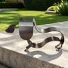 Cute Dog Garden Decor Rustic Dachshund Metal Statue, 3D Sculpture, Weatherproof Indoor Tabletop Decoration for Patio Lawn Yard Porch Table,