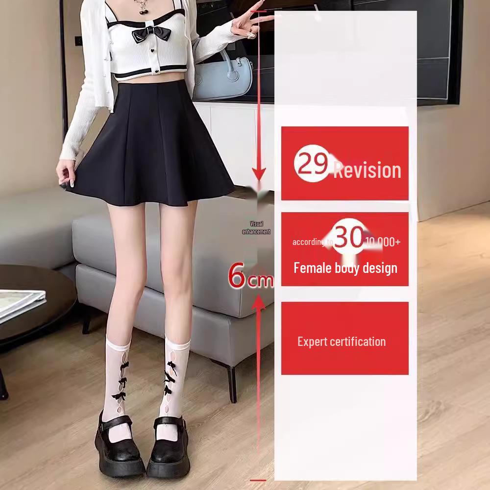 Women's 2025 High Waist Black A-Line Midi Skirt – New Summer Fashion