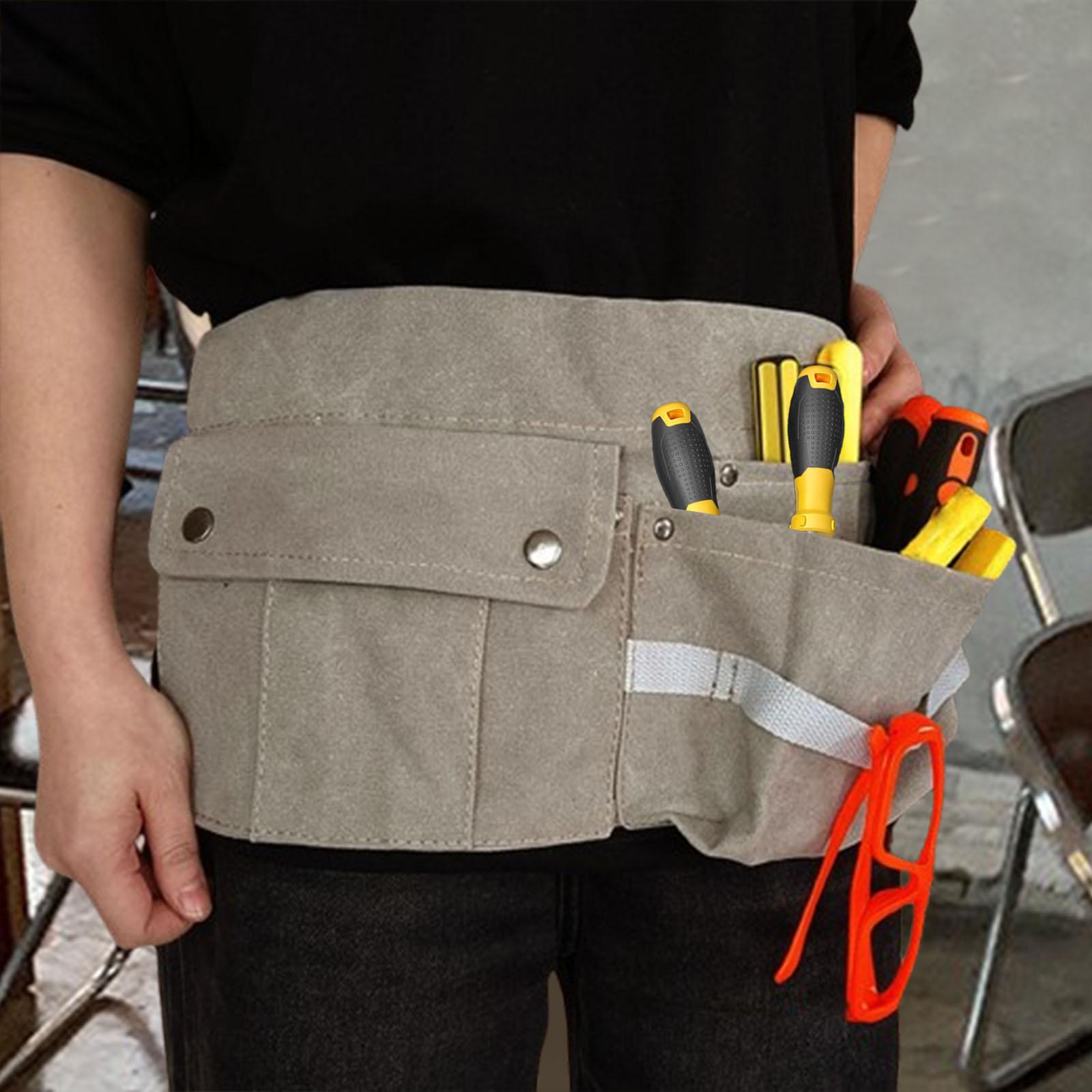 

Tool Waist Bag Multi Pockets Tool Belt Pouch Tools Organizer Barber Tool Storage Bag for Electricians Plumbers Gardeners сірий колір