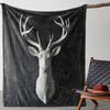 1 Stück Vintage Weißer Hirschkopf-Druck Flanell-Decke - Weiches Polyester, Ganzjahres-Kuschel-Überwurf für Sofa, Bett, Auto, Büro