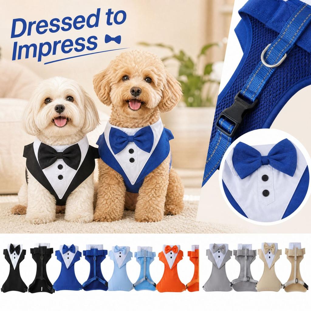 Dog Suit Vest for Small , Medium , Large Dogs , Pet Formal Clothing with Chest Strap , Vest Outfit for