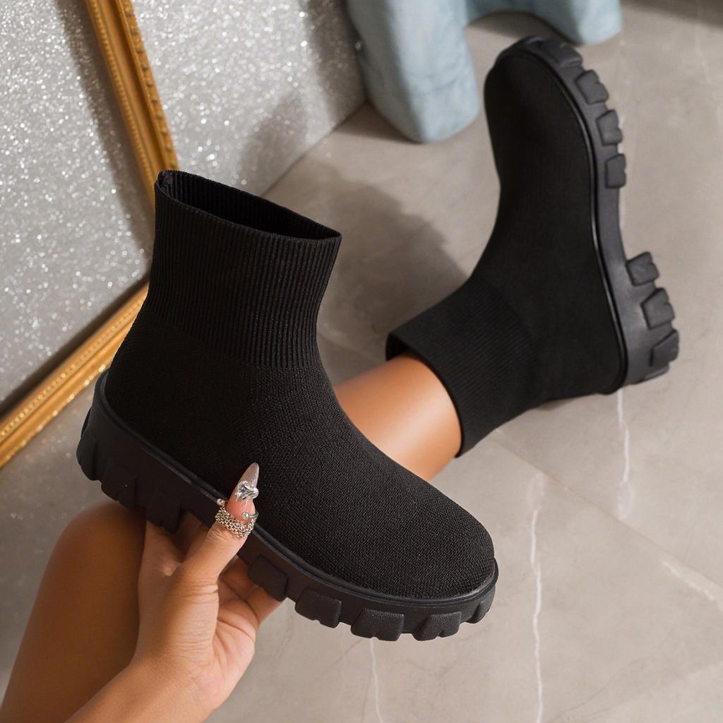 Women'S Boots  Platform Boots For Autumn Winter Shoes Fashion Round Toe Slip On Platform Shoes Women'S Ankle Boots