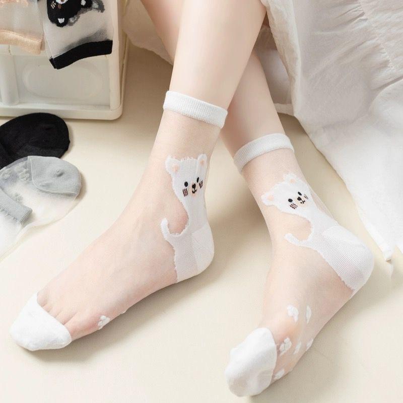 10 Pack Women's XL Ankle Socks Cute Kitten Cat Patterns Ultra-Thin Breathable Mid-Calf Suitable for Sports Wear Mixed Colors