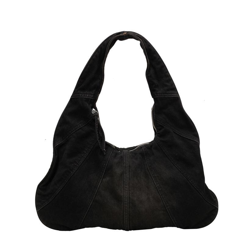 

Leisure Denim Handbag for Women s 2026 New Fashi Single Shoulder Large Capacity Korean Retro Commute Underarm Bags (30cm<Max Length<50cm) чёрный