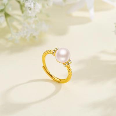 Anello in Perla con Motivo a Bottone Semplice Placcato Oro Design di Nicchia da Donna Senso di Lusso Elevato Personalità Moda Unico Indice Apertura Lusso Leggero