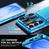 With Card Holder Sliding Camera Cover And Stand For Samsung Galaxy S26 Ultra Phone Case, Anti-Fall PC+TPU Wallet Case-Light Blue