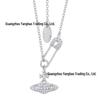 Seiko Nishika Saturn Diamond Paperclip Necklace for Women