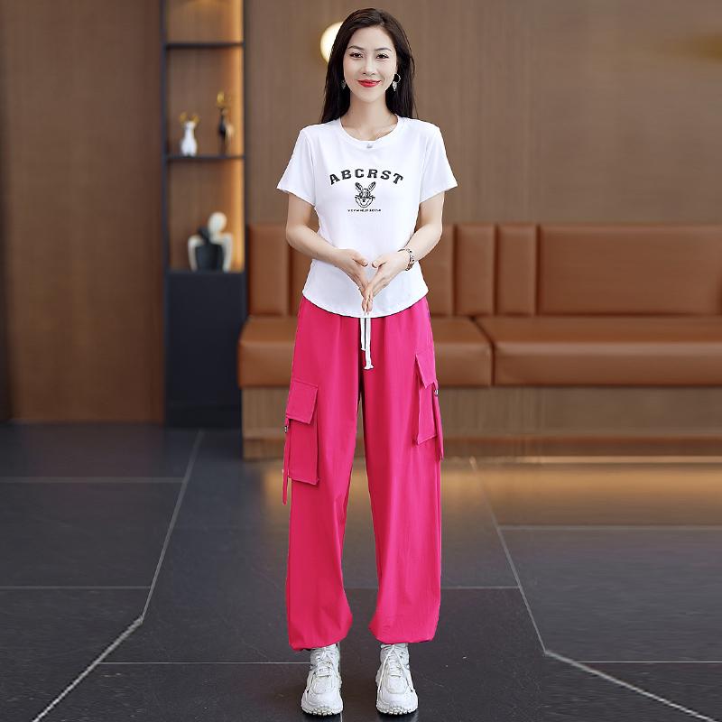 2025 Women's Summer Square Dance Set: Stylish Aerobic Top & Loose Cotton Pants