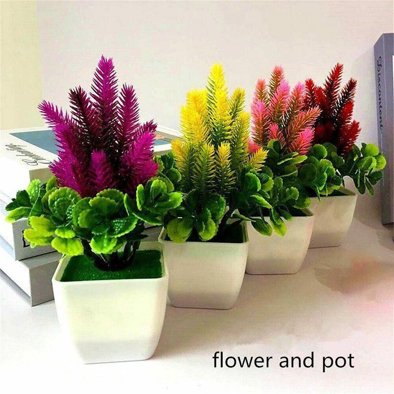 Artificial Bonsai Simulation Plants Flowers In Pots Home Office Fake Tree Decor