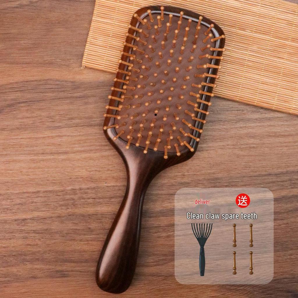 Natural Gold Sandalwood Air Cushion Hair Comb - Wooden Scalp Massage & Outdoor Gift Box