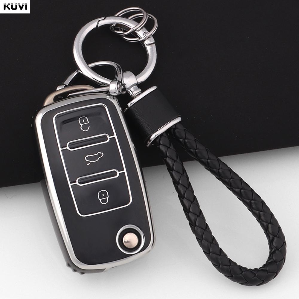 Pink Tpu Car Flip Key Case Cover For Volkswagen Vw Polo Golf Passat Tiguan Beetle Caddy T5 Up Eos Skoda Octavia Seat Leon Altea