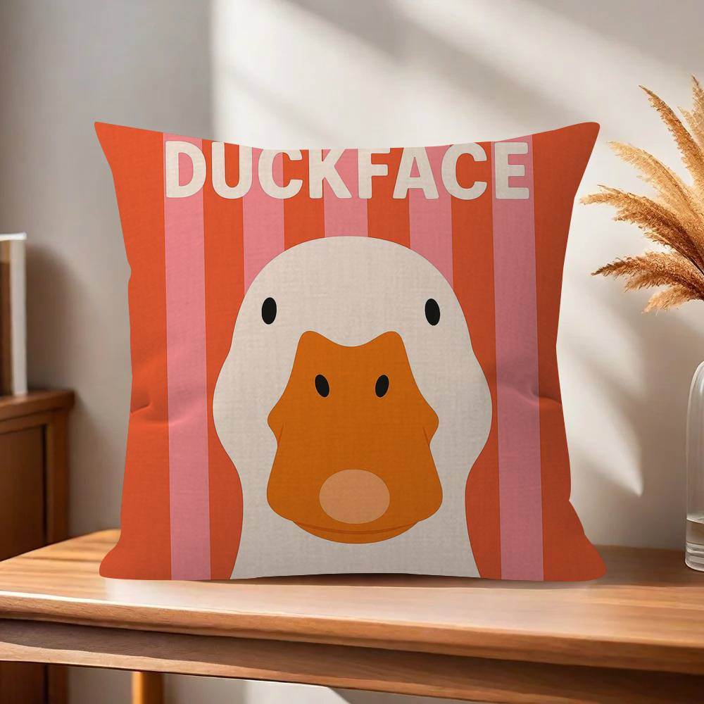 What The Duck Print Art Funny Decorative Room Aesthetics Pillow Case Home Decor Bedroom Sofa Bed Couch Pillow Cover 45x45