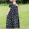 Elegant Women's Dresses Summer Vintage Clothes Plus Size Short Sleeve Casual Loose Long Dress