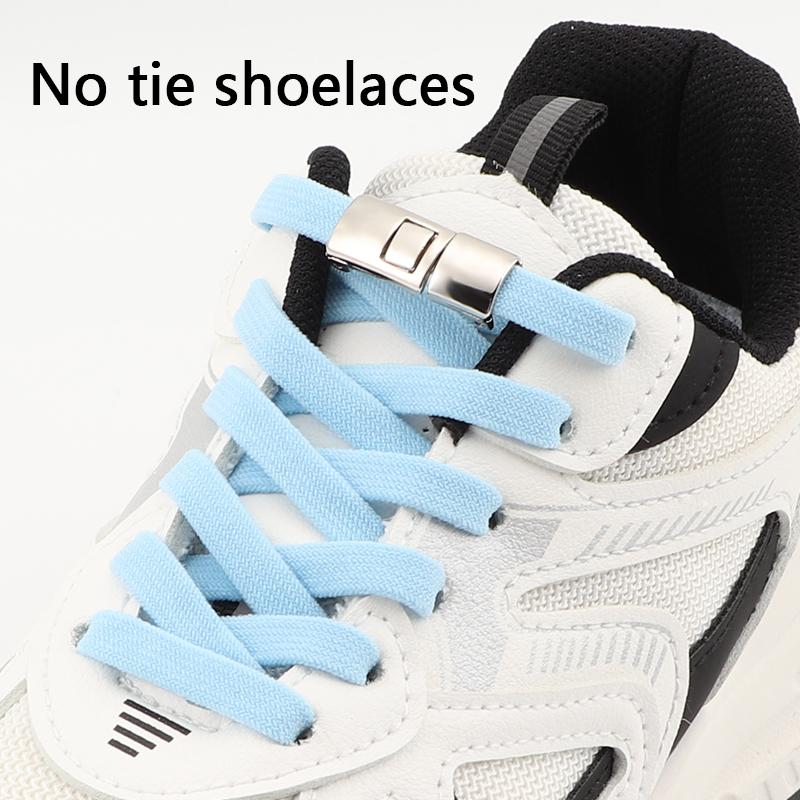 1 Pair New Elastic Metal Lock Convenient Personality Lazy Shoelace Rubber Band No Tie Shoelaces for Sneakers Flat Shoe Laces