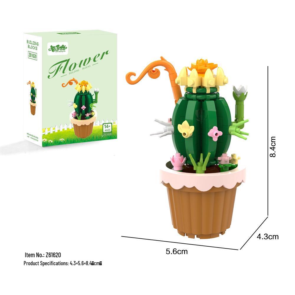 Preserved Succulent & Fresh Flower Educational Building Block Ornament - Perfect Small Gift for Boys and Girls' Birthdays