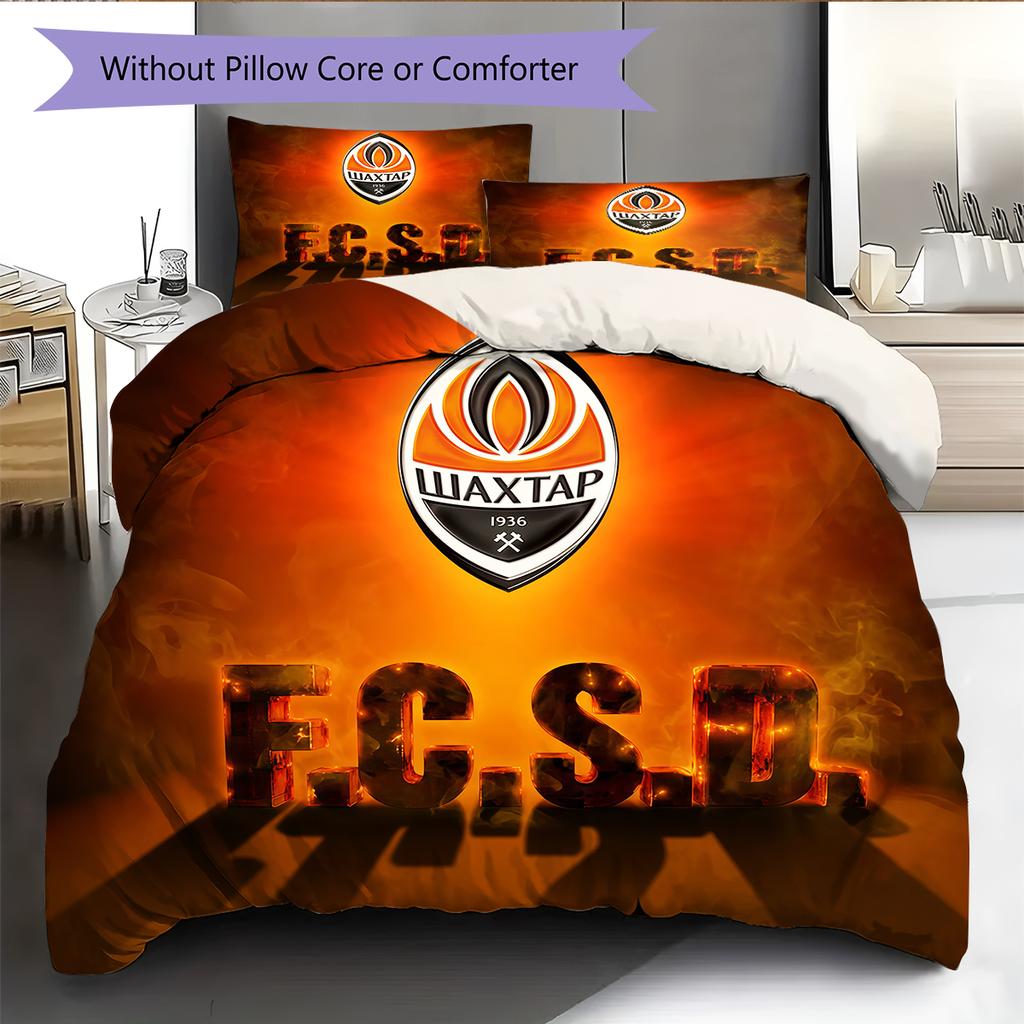 Shakhtar Donetsk Pattern Bedding Home Decoration Birthday Gift (1 * duvet cover + 2 * pillowcase, without core)