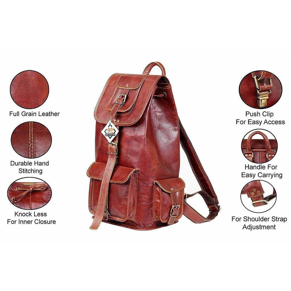 Velký pánský vintage batoh z pravé kozí kůže cestovní batoh na notebook Gym Bagc