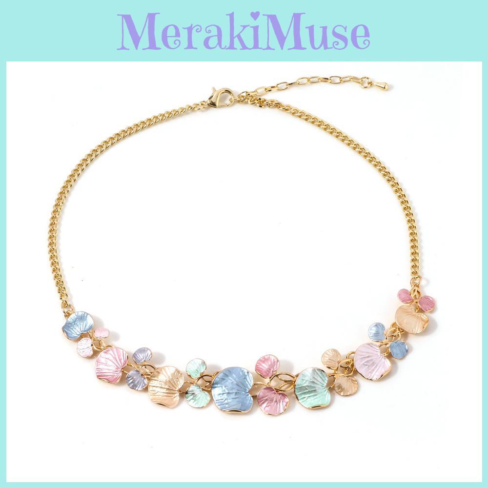 Trendy Floral Necklace For Women In Multi-color Alloy Material With Elegant Oil Finish