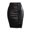 Women's Casual Open High Waist Package Hip Zipper Sexy Leather Half-body Skirt
