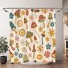 Tenda da doccia vintage a forma di fungo Foresta naturale Boho Farfalla Pianta Floreale Poliestere Tende da doccia Decorazione per il bagno Con ganci