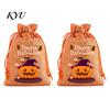 Lightweight Candy Carriers 2Pcs Halloween Pumpkin Drawstring Bags for Treats, Retro Burlap Pattern Party Favors Trick or Treat Bags, Portable