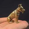 1PC Brass Metal Lucky Fortune Dog Corgi Statue Small Ornament Little Puppy Wolf Figurines Chinese Desktop Tea Pet Home Decoration