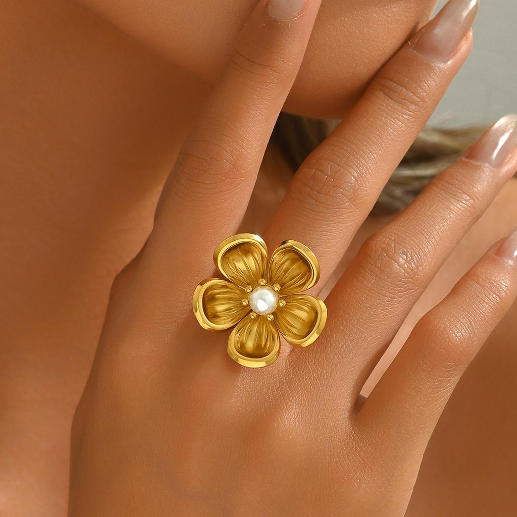 2025 new style women's ring personalized opening set pearl ring versatile index finger ring women's jewelry