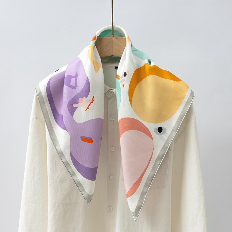 100% mulberry silk scarf - women's spring/summer silk scarf - versatile twill 70cm square scarf