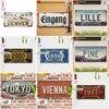 Vintage City Location Number Print License Plate Metal Tin Sign Retro Wall Decor For Bar Cafe Home Garden
