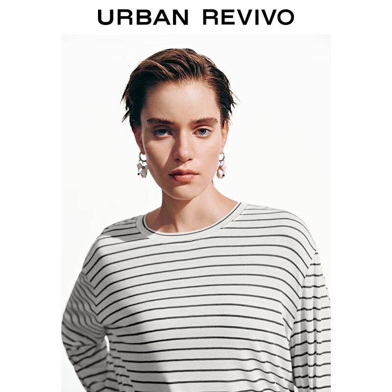 UR Women's Casual Color-block Striped Long-sleeved T-shirt