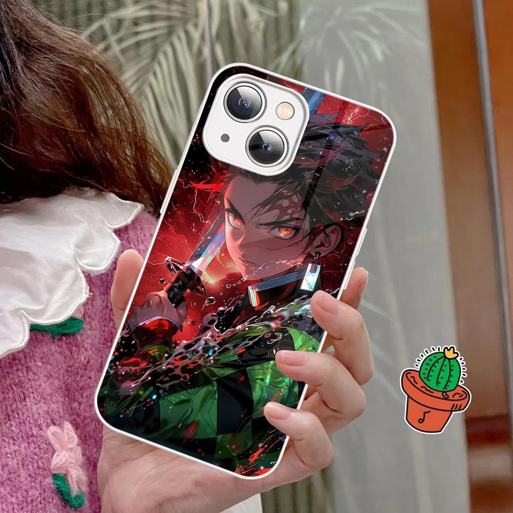 Demon Slayer Phone Case Tempered Glass For Iphone 14 13 12 11 Pro Mini XS MAX 14Plus X XS XR Fundas