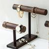 Rosewood Double-Layer Jewelry Stand: Bracelet & Watch Display Rack for Home Storage