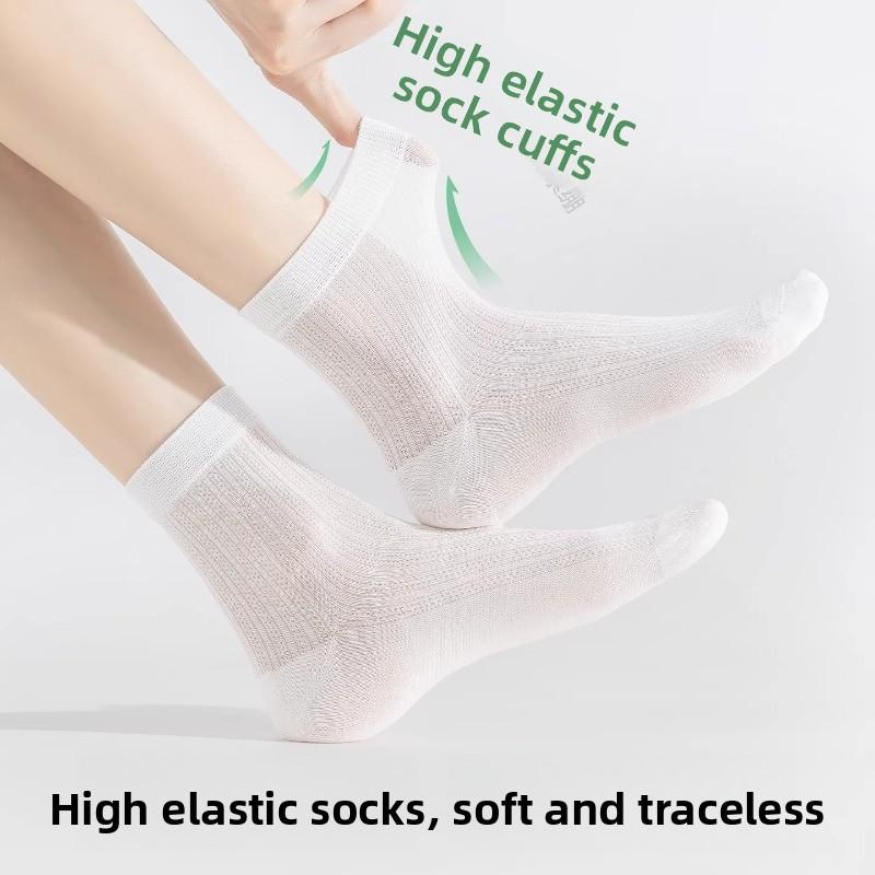 Shorts-style Summer Lightweight Mid-calf Socks with Breathable Mesh, Non-slip Design, Cool Feeling, Made of Mulberry Silk.