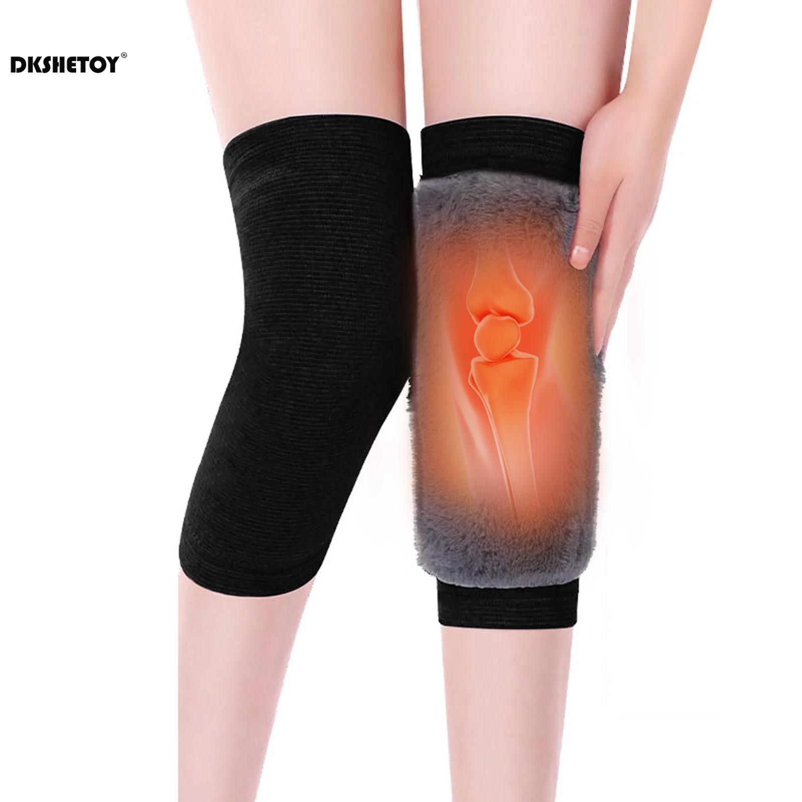 Thick Plush Leg Warmers Faux Rabbit Fur Lined Knee Pads Winter Warm Support for Arthritis Running Cold Leg Xl